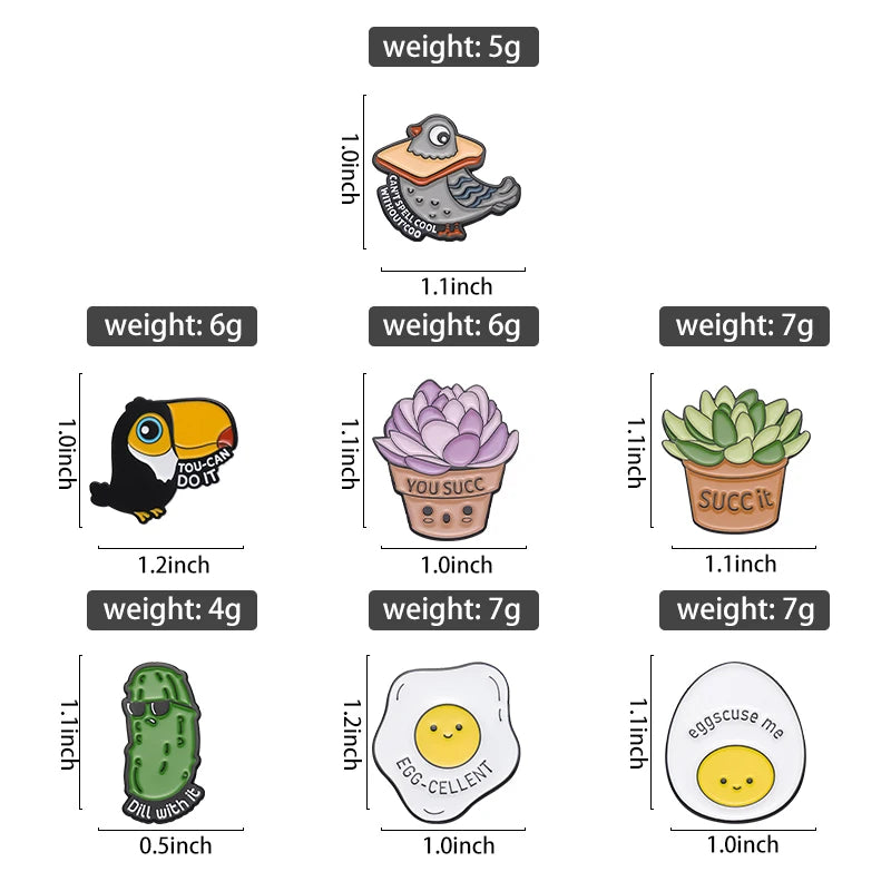 Cute Succulents, Dill With It Pickle, and Funny Egg Pins