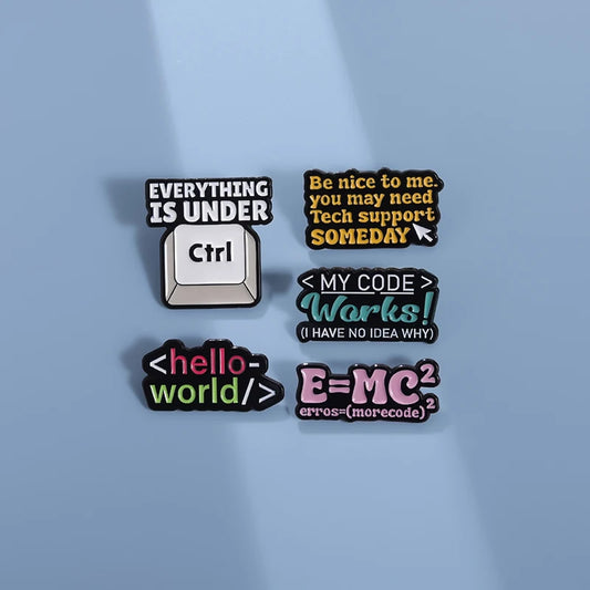 Computer Program Code Enamel Pins